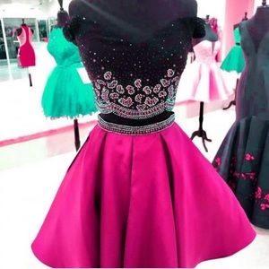 Two Piece Pink and Black Cocktail Dress